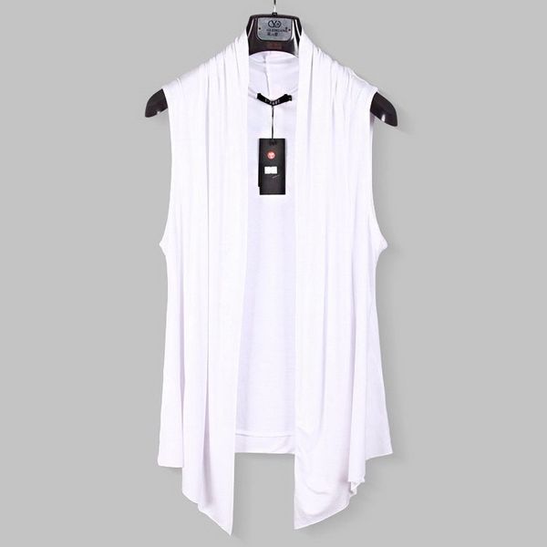 

m-xxl 2018 new men's clothing hair stylist gd fashion original thin vest coat sleeveless cardigan plus size costumes, Black;white