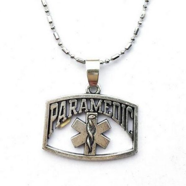 

10pc/lot emt paramedic symbol necklace paramedic wife jewelry ambulance driver gift for paramedic gift new arrival drop shipping, Silver