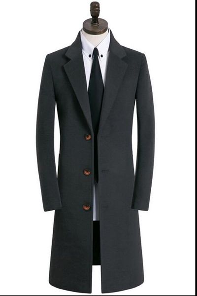 

s-5xl 2018 new autumn and winter woolen coat long section england wool coat business suit woolen men's large size, Black