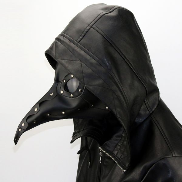 

new design halloween party steampunk pu black plague doctor mask long beak bird cosplay masquerade masks