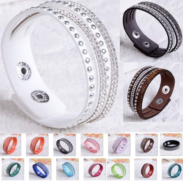 

simple multilayer rhinestones wrap bracelet rhinestone deluxe bracelet single wrap leather bangle jewelry accessories for women, Golden;silver
