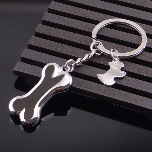 Bonito Cão Osso Chave Do Carro Cadeia Hot Moda Liga Encantos Pingente Anel Chave Para Homens E Mulheres Presente Decoração de Interiores Do Carro