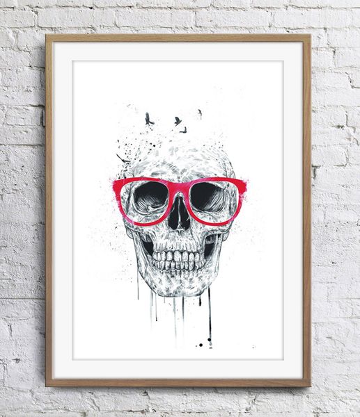 

skull with red glasses art poster wall decor pictures art print poster unframe 16 24 36 47 inches