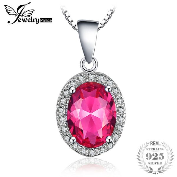 

jewelrypalace classic 2ct created pink sapphire 925 sterling silver halo pendant not include a chain fine jewelry for women