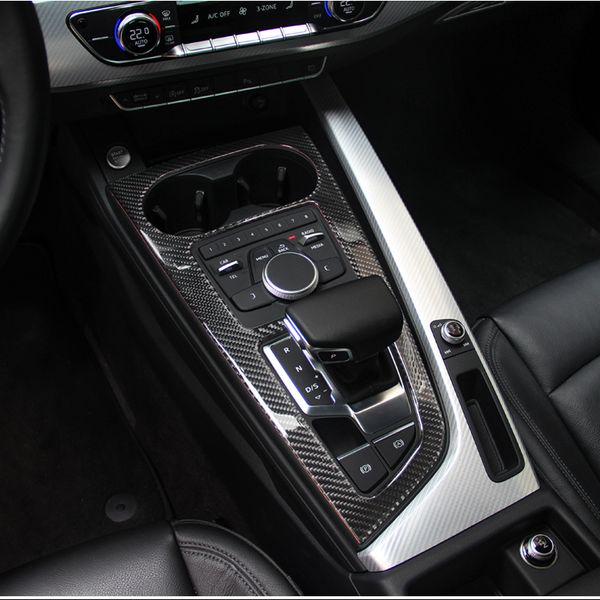 

carbon fiber sticker car control gear shift box panel water cup holder frame cover trim accessories for audi a4 a5 b9 s5 2017 2020 car-stlin