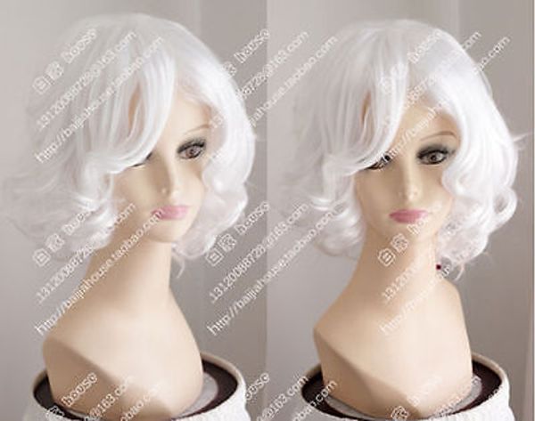 

new wig white pear head short curly hair fluffy fashion wig, Black