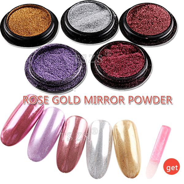 

1pot/lot new rose gold nails powder mirror chrome effect pigment nail art dust pigment, Silver;gold