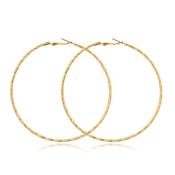 

geomee 1 pair oversize hoop earring for women fahsion twist geometric circle round women brincos party jewelry pendientes, Golden;silver
