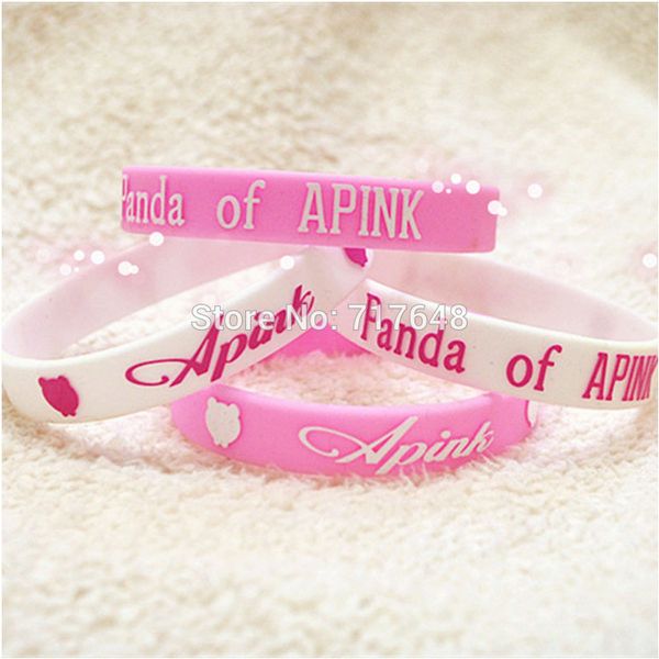 

1pc a pink wristband silicone bracelets, White