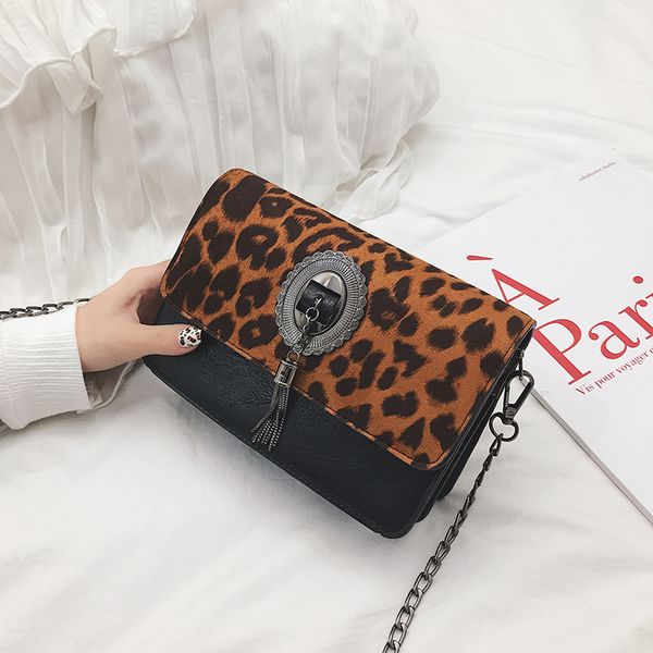 

bags women leather tassel handbag 2018 vintage leopard chains women shoulder messenger crossbody bag sac a main bolsas feminina