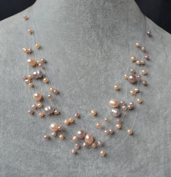

new arriver natural pearl jewellery,illusion lavender and pink color freshwater pearl necklace,mother day,brides gift, Black