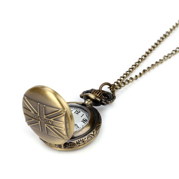 

2017 vintage steampunk retro bronze design pocket watch quartz pendant necklace gift bronze copper tone metal #1010, Slivery;golden