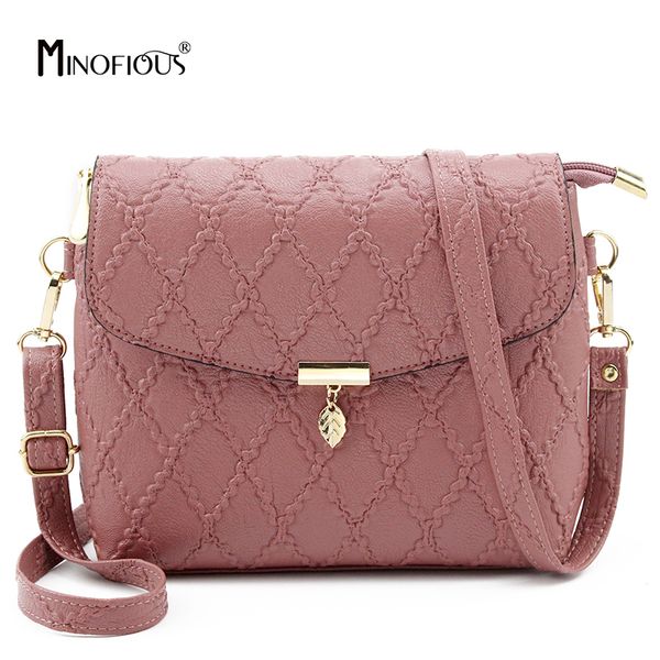 

minofious small women diamond lattice messenger bag fashion casual pu leather shoulder bags solid clutch crossbody mini bag