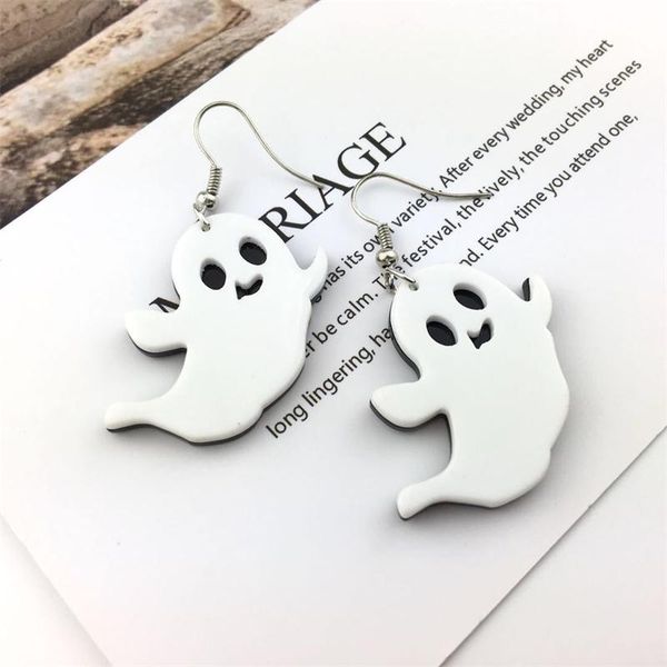 

european and american style funny pumpkin earrings ghost charm earrings personality exaggerated acrylic pumpkin drop earrings for halloween, Golden