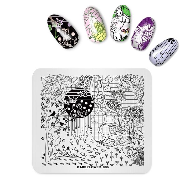 

arieslibra flower-06 nail art stamp stamping plates template diy cute animal flower rose lace image manicure plate stencil, White