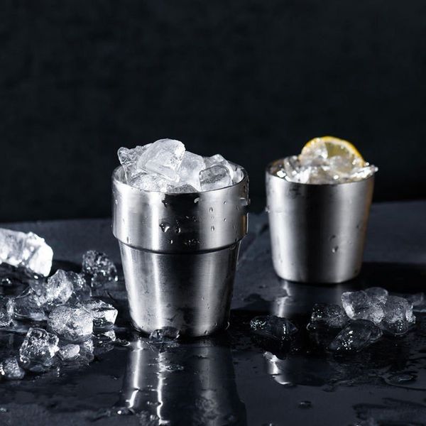 

double layer 304 stainless steel water cup unbreakable coffee tea cups for camping travel home 175ml