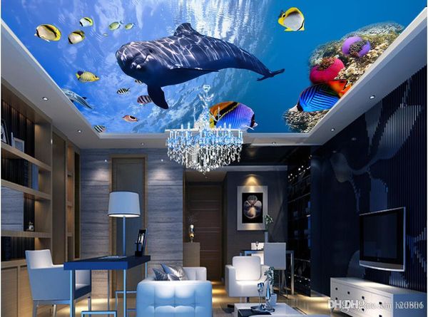 

3d ceiling murals wallpaper custom mural the undersea world dolphin 3d wall murals wallpaper for living room wall papers home decor painting