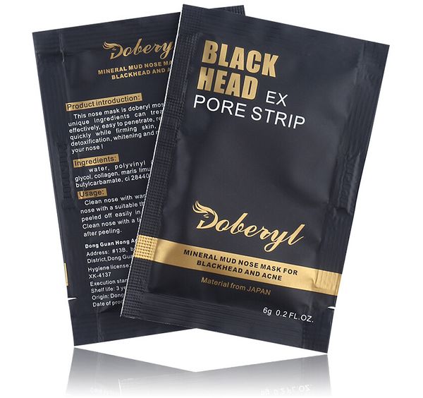 

10pcs/lot 6g doberyl face care black head face mask facial blackhead remover nose deep cleansing mineral mud ex pore strips ing