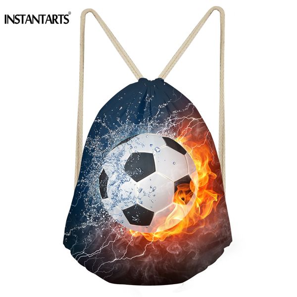 

instantarts soccerly drawstring bag women's men's fashion drawstring backpack school boy schoolbag 3d basket ball print satchel