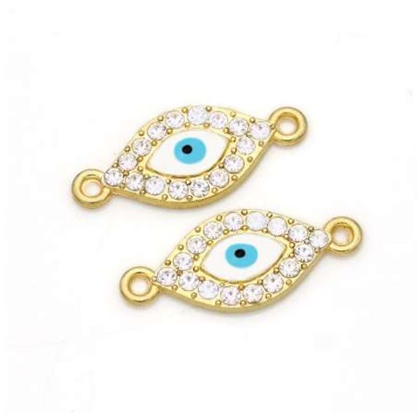 

jakongo gold color evil blue eye crystal connector fit jewelry making bracelet jewelry accessories diy craft 26x11mm, Blue;slivery