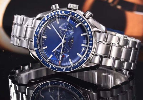 

3 style version moon / sun function 41mm dial stainless steel planet ocean 304.30.44.52.01.001 automatic machinery luxury men's watches, Slivery;brown