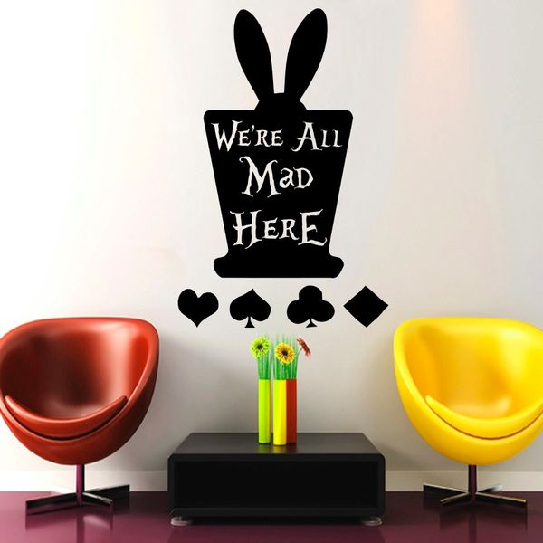 Removable Alice In Wonderland Large Hat Silhouette Wall Sticker For Living Room Kids Rooms Bedroom Home Decoration Bedroom Decals For Walls Bedroom