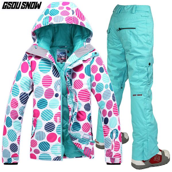 

gsou snow brand ski suit women ski jackets pants female snowboard sets winter skiing suits ladies snowboarding clothing skiwear
