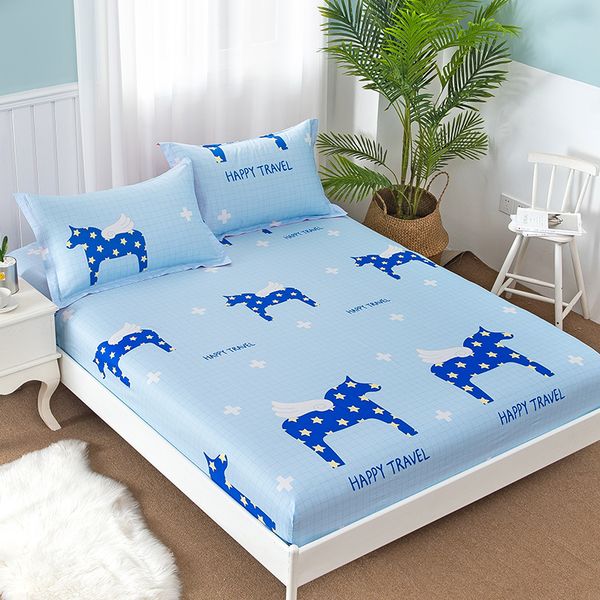 

100% cotton fitted sheet fashion modern home textiles bedding cartoon horse horse print pattern large size 180x200cm