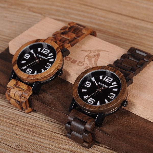 

bobo bird antique mens wood watches steel case wooden bezel wristwatch with wooden band in gift box, Slivery;brown