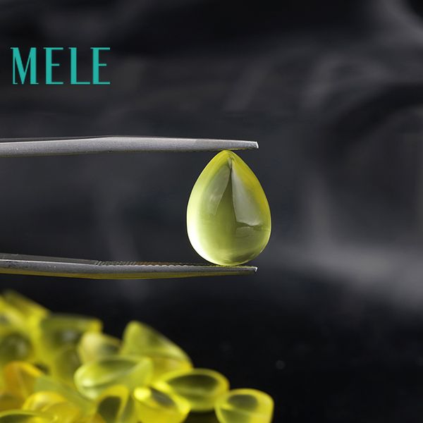 

mele natural golden yellow prehnite9x13mm 4.8ct loose stone diy stone matching designer matching water drops for women, Black