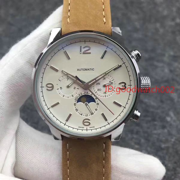 

leather a2813 black automatic movement sport mens mechanical business watch mens self-wind watches wristwatch, Slivery;brown