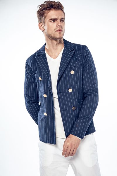 

men's suits & blazers markyi fashion mens double breasted blazer 2021 good quality slim fit stripted men designs eu size 2xl, White;black