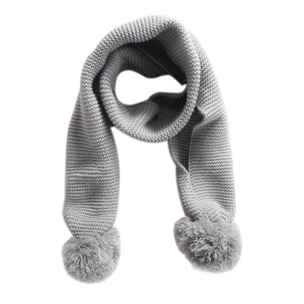 

new creative baby kids cute warm winter solid color double ball warm knitting wool scarf winter scarf children 2018 scarves
