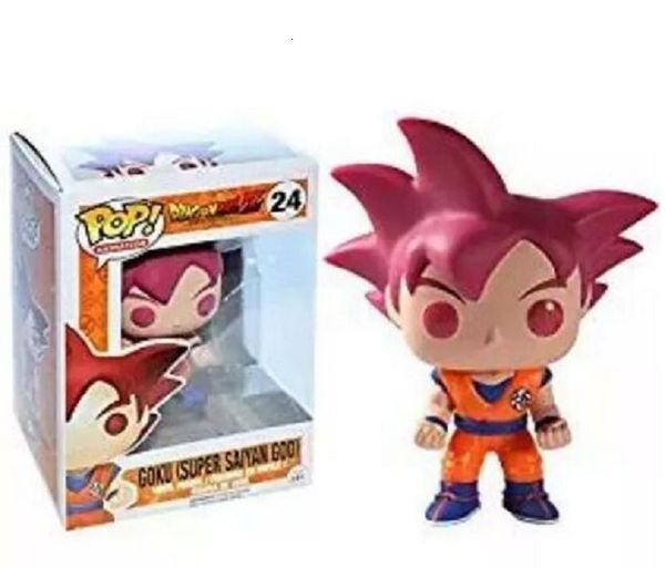 

funko pop dragon ball z goku super saiyan god vinyl action figure with box #24 red gift