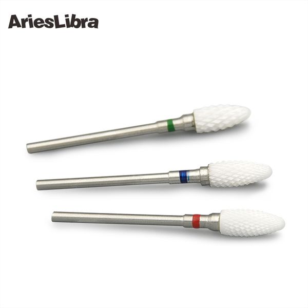 

nail art drill bit white ceramic 3/32" medium nail art grinding stone head ceramic mounted point polish tool electric manicure, Silver