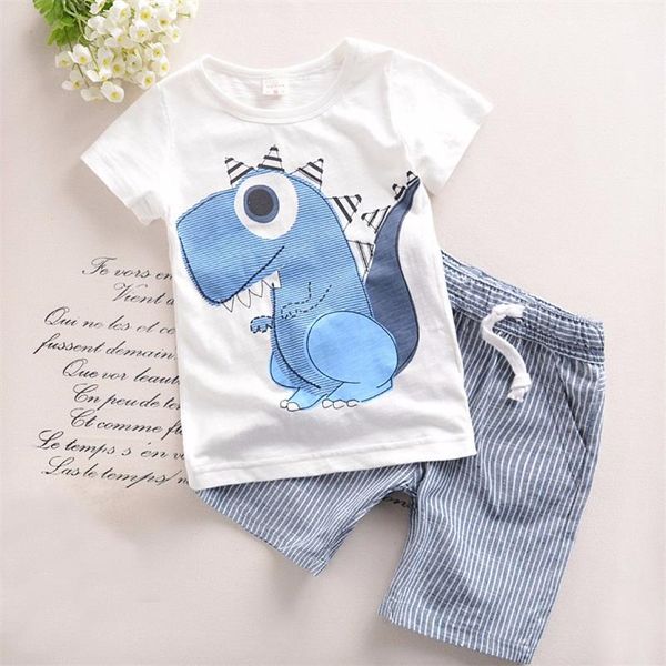 

boys clothing children summer boys clothes cartoon kids boy clothing set t-shit+pants cotton, White