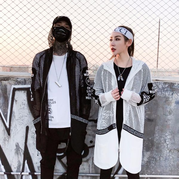 

2018 autumn streetwear fashion casual men trench coats black long sleeve outwear hooded white hollow out overcoats male clothing, Tan;black