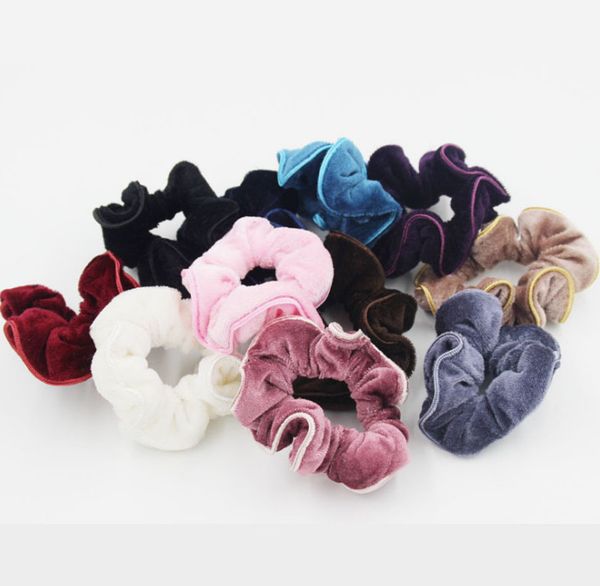 

Velvet Elastic Hair Scrunchie girls pleuche Hairbands Scrunchy HeadBand Ponytail Holder children princess Hair Accessories 11 colors A00429