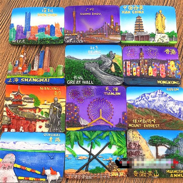 

china taiwan macau hong kong fridge magnet souvenirs beijing shenzhen guangzhou sanya hainan decorative refrigerator stickers