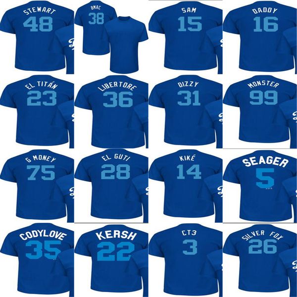 

2017 players weekend los angeles t-shirts yasmani grandal yu darvish yu-san chase utley silver fox ody bellinger codylove clayton kershaw, Blue;black