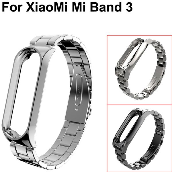 Mais novo Watchband Strap Aço Inoxidável Strap Metal Watch Bands Bracelet para MI Band 3 Watchbands