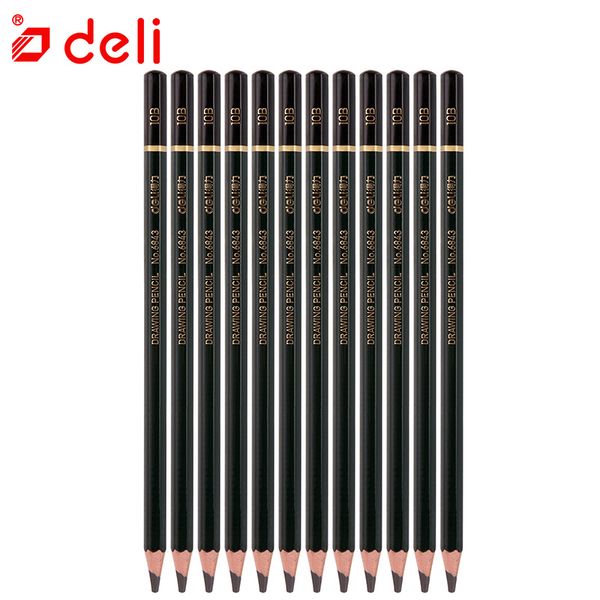 

deli artist standard pencils set professional 12pcs/set 10b sketching pencil set drawing tools pencils for fine art supplies