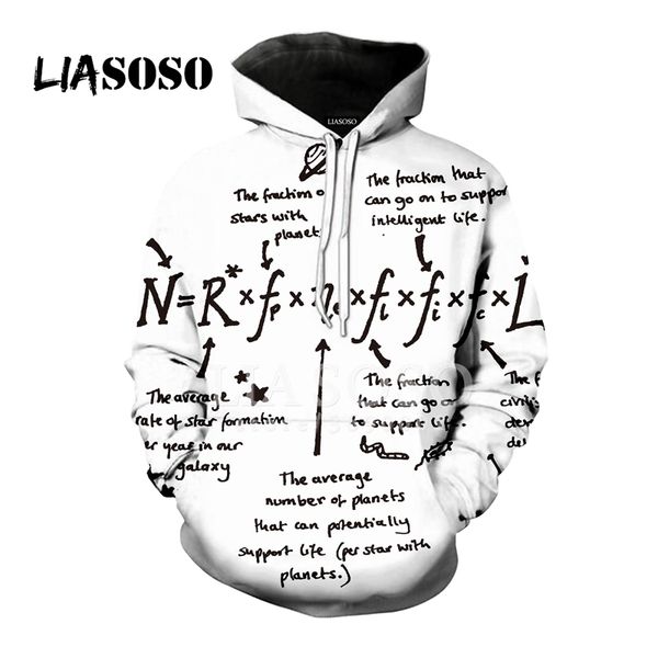 

liasoso new 3d print women men creative mathematical formula hooded hoodies sweatshirts pullover harajuku hip hop x1439, Black