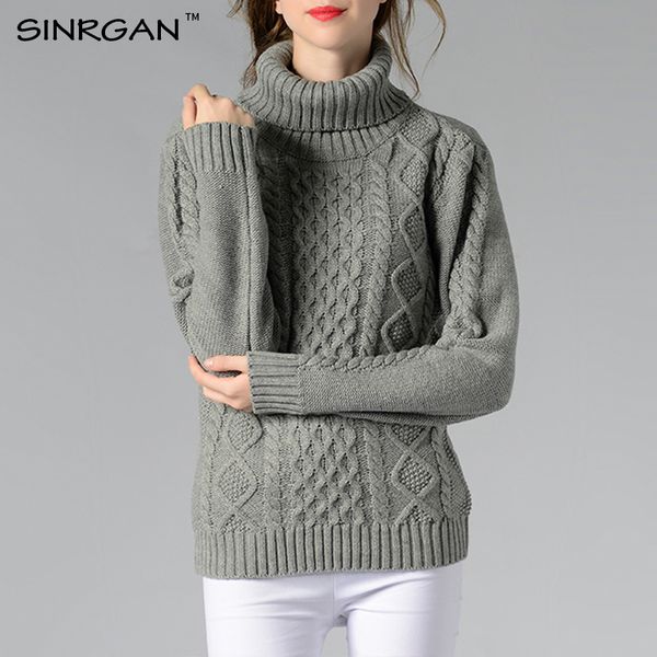 

sinrgan 2018 autumn winter turtleneck women sweaters knitted solid pullovers warm casual long-sleeve sweater women clothing, White;black
