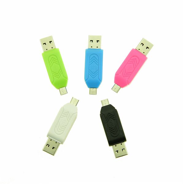 

2 в 1 USB мужчина к Micro USB двойной слот OTG адаптер с TF / SD кард-ридер для Android смартфон планшет Samsung