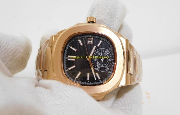 

watch mens 18k rose gold black dial 40.5mm nautilus 5980/1r-001 classic mechanical automatic mens watches, Slivery;black