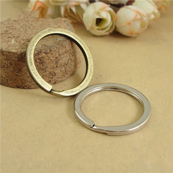 

20pcs/lot antique bronze/ rhodium keychain circle keyring findings fit diy keychain ring circles accessories, Silver