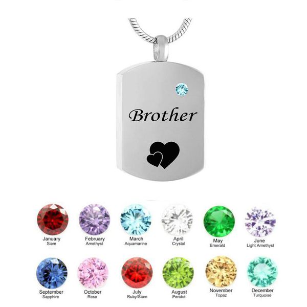 

personalized square necklace brother birthstone name pendant cremation urn necklace custom jewelry, Silver