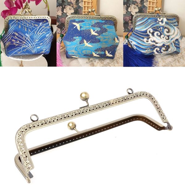 

thinkthendo 1pc metal frame kiss clasp arch for purse bag accessories diy craft 20.5cm, Black