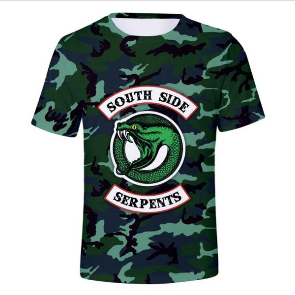 

riverdale south side serpents t shirt women men summer fashion jughead jones archie s short sleeve 3d t-shirt male tshirt, White;black